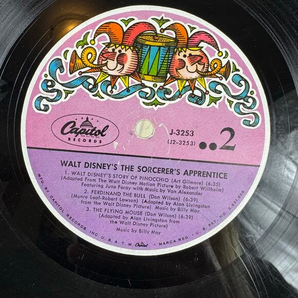 Walt Disney The Sorcerer's Apprentice Pinocchio Ferdinand The Bull 78 RPM Record - Picture 6 of 6